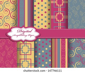 set of vector abstract pattern paper for scrapbook 