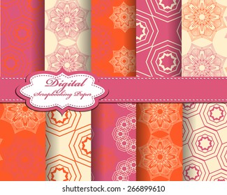 set of vector abstract pattern paper for scrapbook