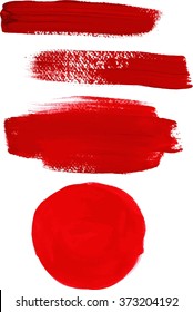 A set of vector abstract red paint brush strokes, handmade design elements