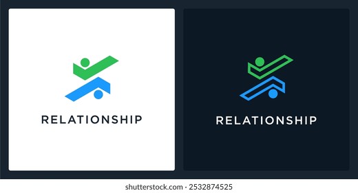 set vetor abstrato do logotipo de relacionamento, pode ser usado em várias mídias facilmente, editável