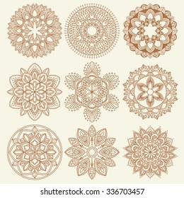 set of vector abstract round design elements, mandala ornament