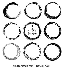 Set of vector abstract round frames on white background