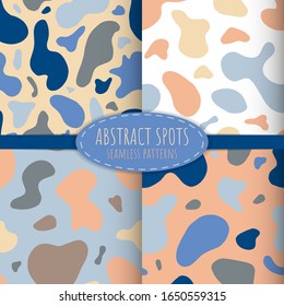 Set of vector abstract seamless backgrounds with spots. Great for paper, card, wallpaper, banner, fabric, interior. Hand drawn illustration.