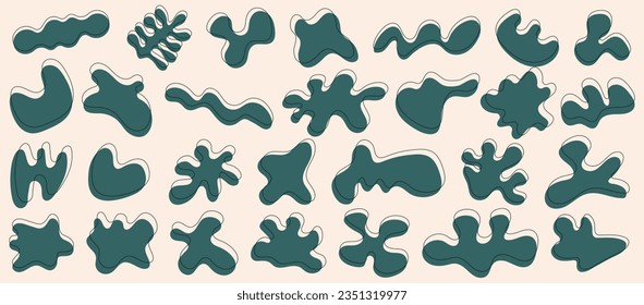 Set of vector abstract shapes. Amoeba spots, corals, liquid spots. Modern vector illustration on isolated background.