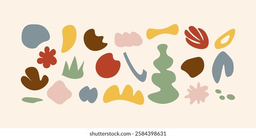 Set of vector abstract shapes. Isolated creative objects of various shapes. Modern color geometric template for design. Illustration in flat style.	