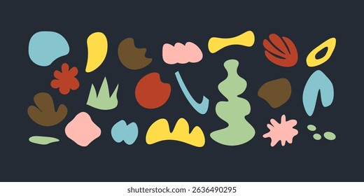 Set of vector abstract shapes. Isolated creative objects of various shapes. Modern color geometric template for design. Illustration in flat style.	