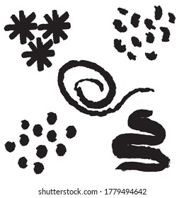 Set of vector abstract silhouette graphic elements use a brush, for decoration, invitations, posters, card, fabric.