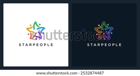 set vector abstract of star people logo, can be used in various media easily, editable