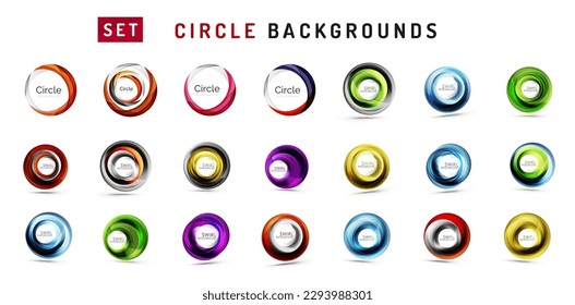 Set of vector abstract swirls and circles minimal backgrounds for wallpaper, banner, background, landing page, wall art, invitation, prints