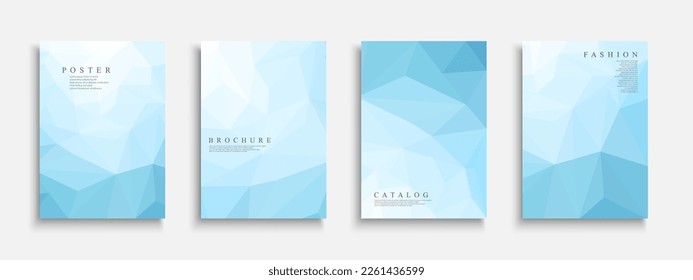 Set of vector abstract templates, posters, placards, brochures, banners, flyers, backgrounds and etc. Contemporary blue covers - geometric polygonal design