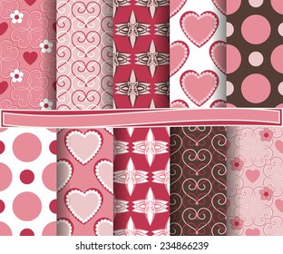 set of  vector abstract Valentine's Day paper for scrapbook 