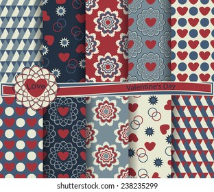 set of vector abstract Valentine's Day paper for scrapbook 