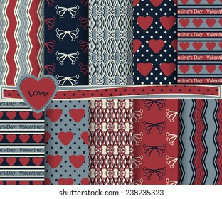 set of vector abstract Valentine's Day paper for scrapbook 