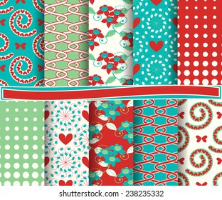 set of  vector abstract Valentine's Day paper for scrapbook 