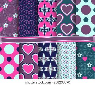 set of  vector abstract Valentine's Day paper for scrapbook 