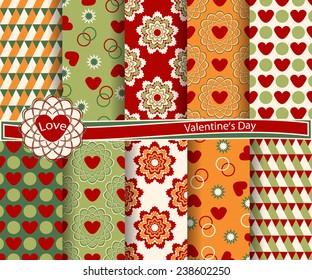 set of  vector abstract Valentine's Day paper for scrapbook 