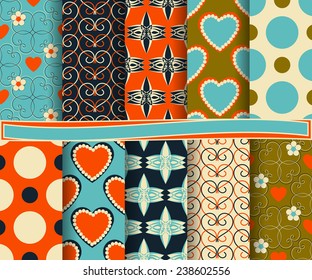 set of  vector abstract Valentine's Day paper for scrapbook 