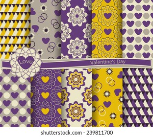 set of  vector abstract Valentine's Day paper for scrapbook 