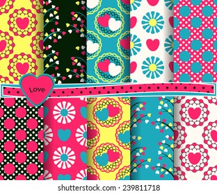 set of  vector abstract Valentine's Day paper for scrapbook n