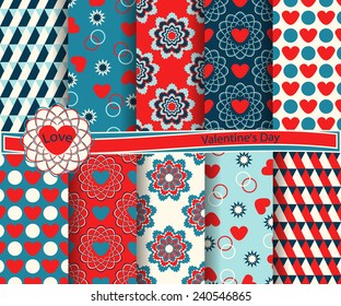 set of  vector abstract Valentine's Day paper for scrapbook 