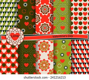 set of  vector abstract Valentine's Day paper for scrapbook 