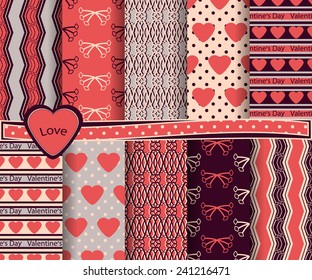 set of  vector abstract Valentine's Day paper for scrapbook 