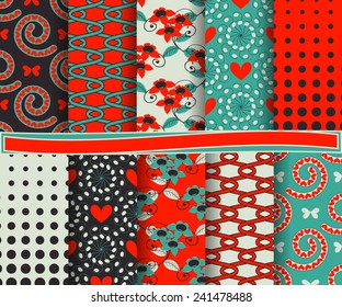 set of  vector abstract Valentine's Day paper for scrapbook 