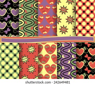 set of  vector abstract Valentine's Day paper for scrapbook