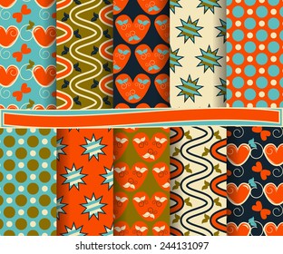 set of  vector abstract Valentine's Day paper for scrapbook