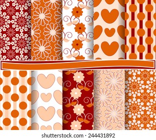 set of  vector abstract Valentine's Day paper for scrapbook