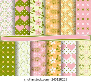 set of  vector abstract Valentine's Day paper for scrapbook