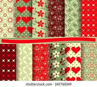 set of  vector abstract Valentine's Day paper for scrapbook