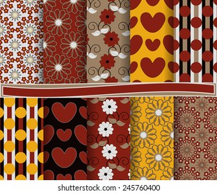 set of  vector abstract Valentine's Day paper for scrapbook
