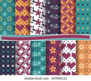 set of  vector abstract Valentine's Day paper for scrapbook