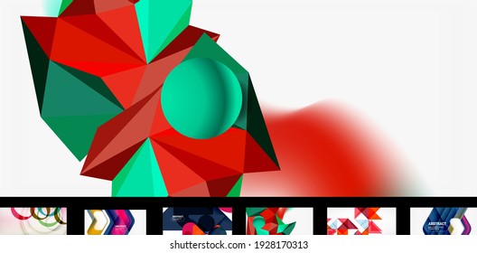 Set of vector abstract wallpaper backgrounds, design templates for business or technology presentations, internet posters or web brochure covers