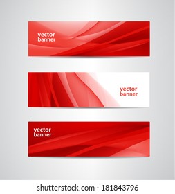 set of vector abstract wavy red banners