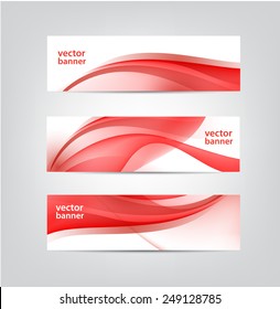 set of vector abstract wavy red banners