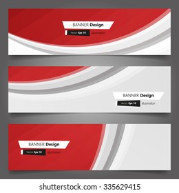 set of vector abstract wavy red banners