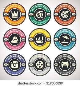 Set of Vector Achievement Badges. Flat Labels Collection