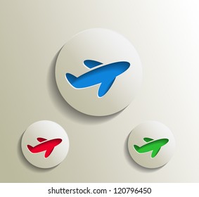 set of vector advertisement icon with airplane