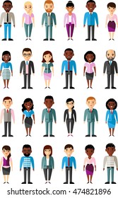 Set of vector  african american, european business peoples
illustration of a international different manager man and woman
