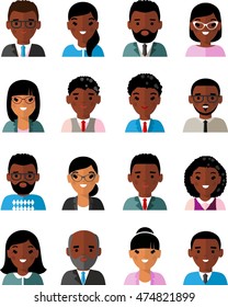 Set of vector  african american, european business peoples
illustration of a international different manager man and woman
