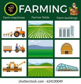 Set of vector agricultural illustrations for infographics.