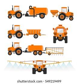 Set of vector agricultural machinery