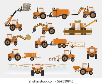 Set of vector agricultural machinery