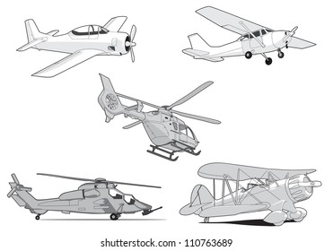 Set of vector air transport on white background