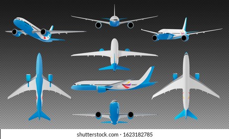 Set of the vector airplane on a transparent background.