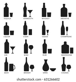 Set of vector alcohol icons.