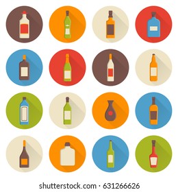 Set of vector alcohol icons in a flat design style