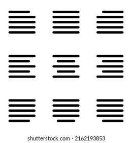 Set of vector align paragraph icon design, black icons color